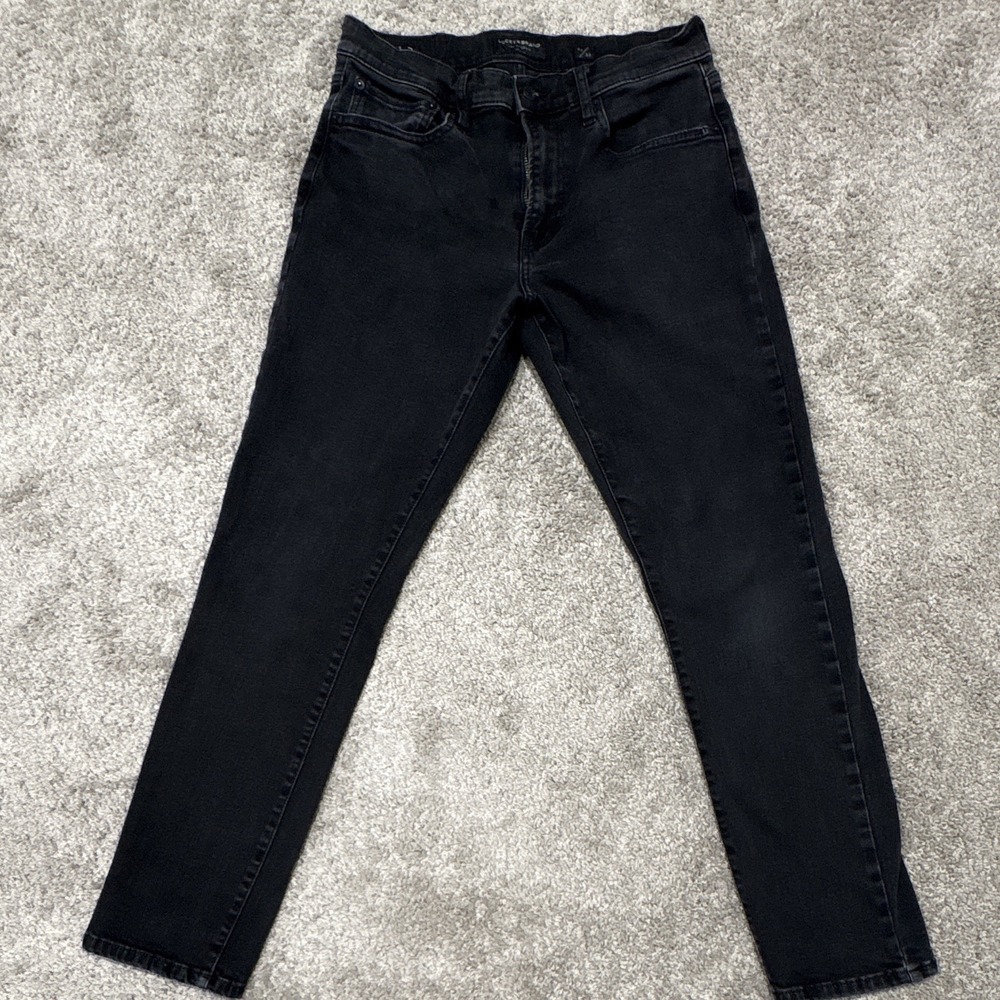 Lucky Brand Slim Black Dark Wash Denim Jeans Mid Rise 5-Pocket Zip Size 32/32